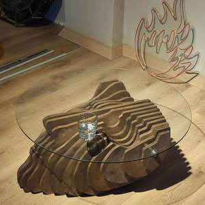 Mesa de centro de madera de vidrio paramétrica Mesa de centro de hogar moderna lavable ligera extraíble - Product Image 4