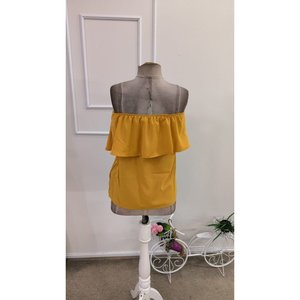 Blusa de Mujer con Hombros Descubiertos, Elástica y con Volantes, Estilo Dubái, 36986 - Amarillo - Product Image 5