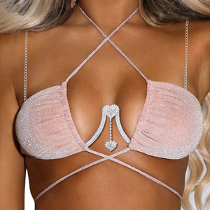 Populaire amour plaqué or strass soutien du sein mode discothèque fête Sexy mamelon Piercing corps chaîne poitrine décoration - Product Image 2