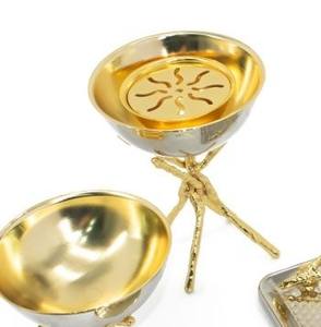Ensemble de brûleur à encens plaqué or de luxe avec support et plateau en fonte, porte-encens en métal décoratif pour la maison, le temple, la méditation, la décoration - Product Image 5