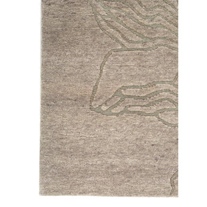 Alfombra de Lana Anudada a Mano en Verde Azalea, con Patrón Floral y Abstracto, Estilo Clásico para Sala de Estar y Entrada, Nueva Aiwz-1002 - Product Image 4