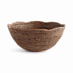 Cuenco de ratán birmano con borde festoneado Decoración de presentación de comida natural Productos vietnamitas al por mayor ecológicos - Product Image 1