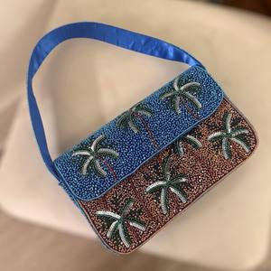 Bolsos de mano con cuentas para mujer, bolso de hombro hecho a mano con cuentas tejidas para mujer, fiesta de noche de verano de diseñador para bolsos, lujosos y elegantes 2025 - Product Image 1