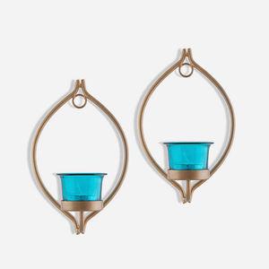 Bougeoir votif mural en fer forgé noir, porte-bougie - Product Image 3