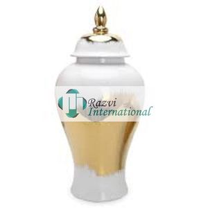 Tarro de jengibre blanco con diseño de enlace dorado Decoración estándar moderna Blanco con diseño dorado Juego de tarros modernos de lujo para la venta - Product Image 2