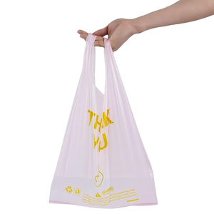 Vente en gros de sacs de courses en plastique PE biodégradables personnalisés sac à poignée en plastique de t-shirt jetable pour supermarché - Product Image 4