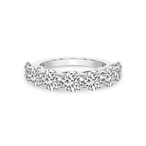 Anillo Clásico de Siete Piedras Redondas con Diamantes Cultivados en Laboratorio de 1.00 Ct Tw, Oro Sólido de 14K, Color FG, Claridad VS, 7 Diamantes en Hilera, Brillo Clásico - Product Image 1