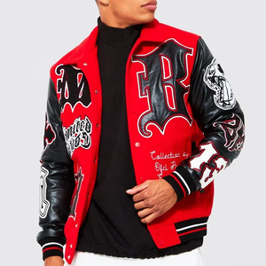 Veste universitaire en laine 100% pour homme, taille plus, vente en gros, OEM, personnalisée, hiver, col montant, logo frontal, style baseball, respirante - Product Image 3