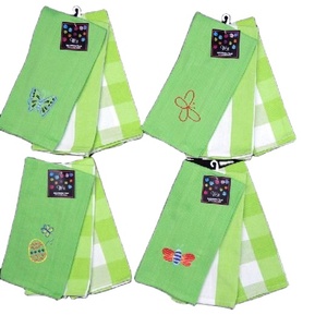 Logo personnalisé torchon de cuisine design tissu marque emballage cadeau 100% coton brodé en gros fabricant en vrac - Product Image 1