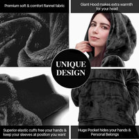 Sudadera con Capucha Tipo Manta para Mujer, Cálida y Acogedora para Invierno, con Mangas Abullonadas, Estilo Oversize, Personalizable, Gigante, 2 Piezas, Larga