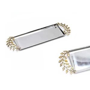 Plateaux de service classiques avec poignées de grenade pour la maison hôtel Restaurant couleur argent Design moderne plateaux de service en métal fournitures - Product Image 2