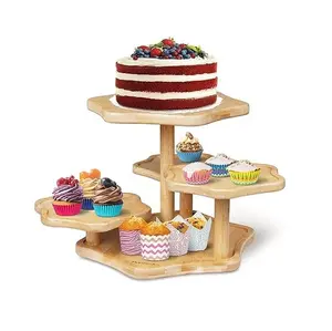 2024 Top Ranking Product 4-Tier Bamboo Cupcake Tower Stand Simple and Creative Look Available at Discounted Prices