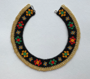 Collar Geométrico de Moda, Cuentas Checas, Collar Tradicional Ucraniano, Collar de Cuentas, Pañuelo con Flecos de Cuentas - Product Image 1