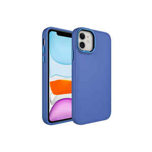 Étui en silicone premium TKNR Luna Series pour iPhone 11, coque de protection avec cadre métallique et boutons, bleu Sierra, silicone souple - Product Image 1