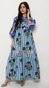 Robes pour femmes personnalisées et imprimées, brodées, à imprimé floral, à col rond et à manches longues, élégantes et vintage - Product Image 2