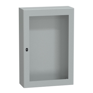 Per SCHNEIDER ELECTRIC NSYS3D12830T - Pannello di montaggio a parete in acciaio per quadri elettrici S3D con porta trasparente e piastra di montaggio - Product Image 1