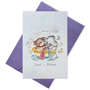 บัตรของขวัญกระดาษเวียดนาม งานควิลลิ่งรูปสัตว์ ทำด้วยมือ พร้อมลวดลายสัตว์นูน 3 มิติอย่างมีสไตล์ - Product Image 4