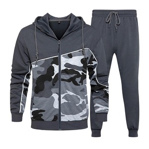 Men's Hooded <b>Camouflage</b> Tracksuit Full Zipper Casual Sportswear Set Breathable Polyester Autumn Wear - Product Image 1