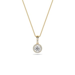 Pendentif halo simple avec diamant rond taillé halo de 0,50 ct, diamant de laboratoire en platine, pour tenue de mariée ou de soirée - Product Image 2
