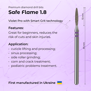 Broca de Diamante Profesional para Uñas, Segura, de 1.8 mm, Violeta, PRO Smart Grit, para Manicura de Precisión y OEM - Product Image 3