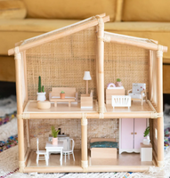 Rumah boneka rotan buatan tangan, rumah mainan anyaman alami untuk kamar anak, kamar ANAK & Dekorasi Rumah