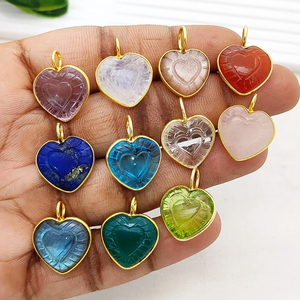 Colgante en forma de corazón tallado hecho a mano chapado en oro rosa, colgante de talla al por mayor de Plata de Ley 925, colgantes hechos a mano de 16mm - Product Image 5