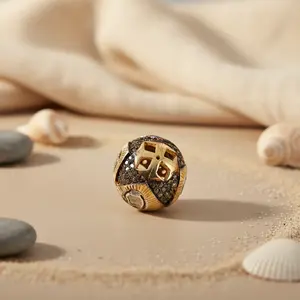 Collar con Colgante de Orbe con Piedra Negra y Baño de Oro, Cadena de Eslabones Geométricos, Joyería de Moda, Regalo, Formas de Diamante, Perla, Estrella y Mariposa - Product Image 2