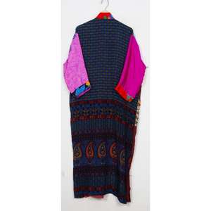 <b>Women's</b> Vintage Indian Silk Kimono Shower Robe V-neck Drawstring Closure Full Length Soft Breathable Elegant Summer Autumn - Product Image 3