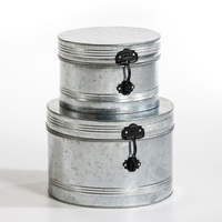 Boîte de rangement cylindrique en fer blanc finition mate, écologique, pliable, capacité 150 ml, blanc/noir/argent, pour le camping