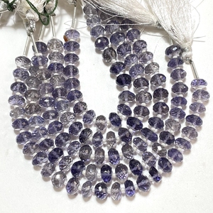 Perles en forme de rondelle à facettes en iolite naturelle 7-7.5mm perles de pierres précieuses bleues en gros pour la fabrication de bijoux - Product Image 1