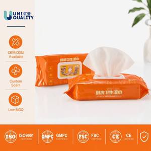 Lingettes nettoyantes pour cuisine Uniquality, 40 lingettes, élimination de la graisse, parfum frais, lingettes humides jetables multi-surfaces pour cuisinière, évier, table - Product Image 1