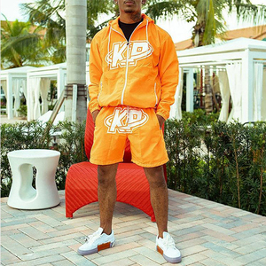 2025 Custom Logo Jogger Tracksuit Cotton Sweat Track <b>Suit</b> Set With Sticker Printing Summer Men <b>T</b> <b>Shirt</b> and Short Set for Men - Product Image 2