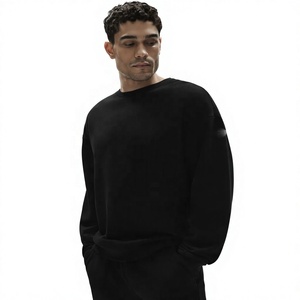 Unisex Regular Fit Black Cotton Half Zip <b>Waterproof</b> Pullover Sweatshirt Stand Collar Knitted Minimalist Style Winter Wear - Product Image 2