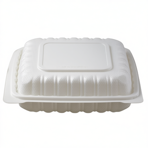 Lonchera de PP Blanca con 1 Compartimento y Tapa Abatible, Apta para Microondas, 9 x 9 Pulgadas, Diseño Elegante para un Almacenamiento y Servicio Prácticos - Product Image 2