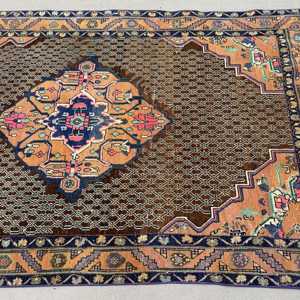 Vintage Turkish Rug, 4.9x7.9 ft Rug, <b>Brown</b> Solid <b>Wool</b> Rug - Product Image 3