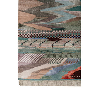 Tapis en laine et soie de bambou noué à la main Freedom Manchaha, couleur ivoire, 10 mm d'épaisseur, motif abstrait pour la maison, le salon, le couloir - Les-8406 - Product Image 4