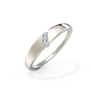 Anillo de diamante cultivado en laboratorio de oro blanco de 14K, anillo de banda de diamante creado en laboratorio de tres piedras, joyería de banda Unisex, joyería de laboratorio CVD/HPHT - Product Image 1