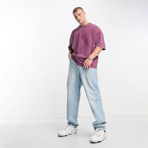 Vintage Acid Wash 250gsm 100% Cotton O-<b>Neck</b> Fitness <b>T</b>-<b>Shirt</b> Unisex Logo Print <b>Men's</b> Oversize Drop Shoulder Solid Unisex Style - Product Image 3