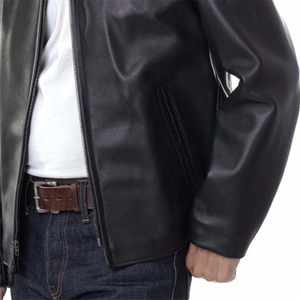 Chaqueta de cuero genuino para hombre al por mayor, ajustada, de piel de oveja suave, estilo motero, abrigo casual clásico con cremallera, ropa de abrigo de invierno para hombre - Product Image 5