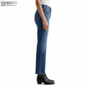2025 New Arrival Mid Waist Straight Breathable Casual Denim <b>Women's</b> <b>Jeans</b> with 3D Pattern European American Style for Summer - Product Image 3