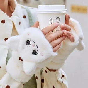 2025 Women's Plush Warm Polyester/Cotton Winter Sports Outdoor for Screen Half-<b>Finger</b> Flip Fingerless Mittens Flexible Thick - Product Image 3