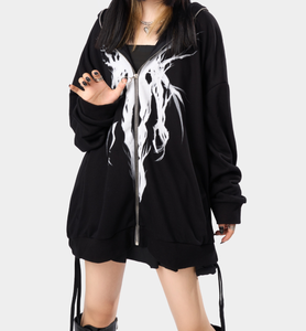 Sweat à capuche unisexe OEM en polyester 100 % pour l'hiver, noir, entièrement zippé, broderie frontale, manches longues, séchage rapide, respirant - Product Image 2