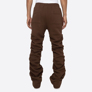 Piste Baggy Flare pantalons de survêtement homme personnalisé coton lourd blanc éponge française empilé évasé sueur hommes pantalons lavés - Product Image 4