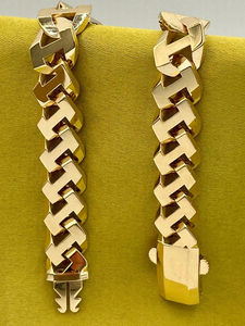 สร้อยข้อมือโซ่ไมอามี่แบบคิวบา18K สร้อยข้อมือชุบทองแท้ไม่มีเพชรสำหรับผู้ชาย - Product Image 2