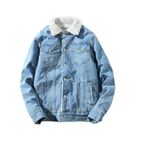 Vêtements d'hiver, long manteau en denim épais, veste de moto vintage pour homme, col roulé tricoté, logo personnalisé, imperméable, respirant