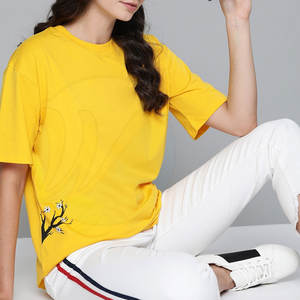 Camisetas de algodón de alta calidad para mujer, diseño personalizado, manga corta, talla grande, ropa informal ecológica a la venta - Product Image 3