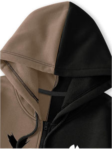 Sweatshirt à capuche zippé Western Streetwear d'hiver pour hommes, pull à manches longues avec graphiques en relief et techniques brodées - Product Image 3