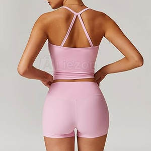 Moda mujer Yoga Top y pantalones cortos conjunto de dos piezas Activewear mujeres Yoga Top y pantalones cortos para uso físico - Product Image 3