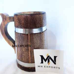 Tasse ethnique en bois de manguier faite à la main avec couvercle d'une capacité de 400ml/500ml pour les boissons chaudes et froides. - Product Image 3