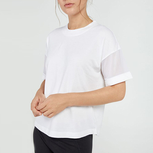 Costume En Gros Tissu 100% Coton Uni Pour Impression personnalisée Crop Top Femmes Rond-Cou T-Shirts - Product Image 2